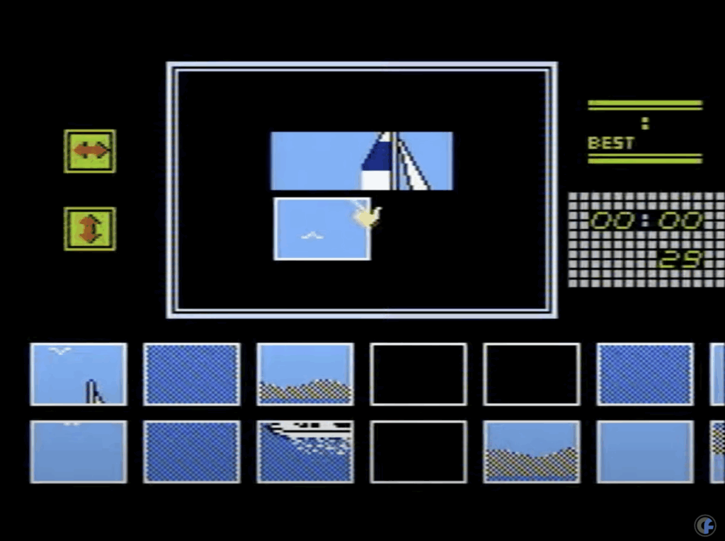 A screenshot of Monitor Puzzle Kineko where the player is solving a sailboat puzzle.